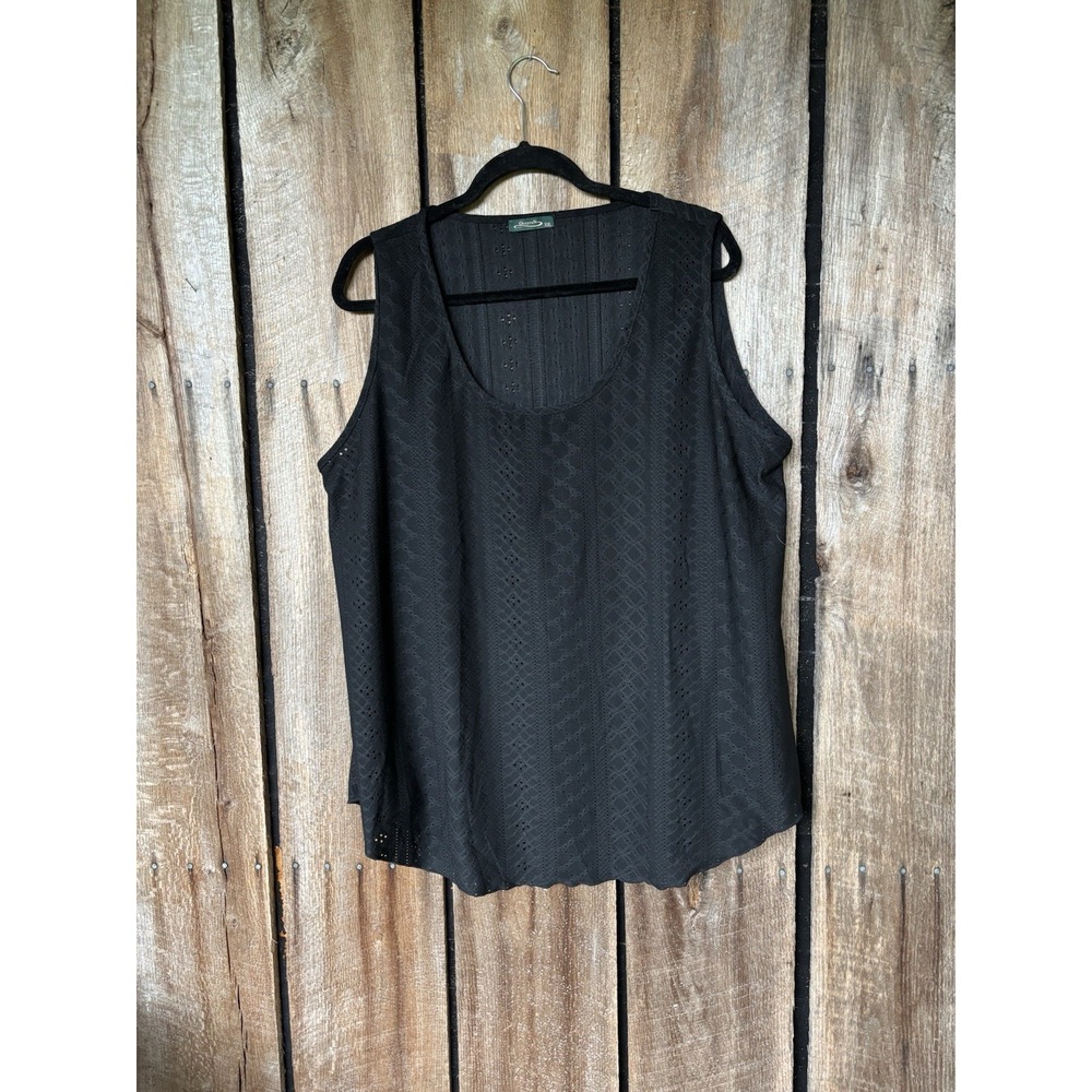 Offeean Black Sleeveless Tank‎ Top XXL, Crochet Knit, Casual Summer